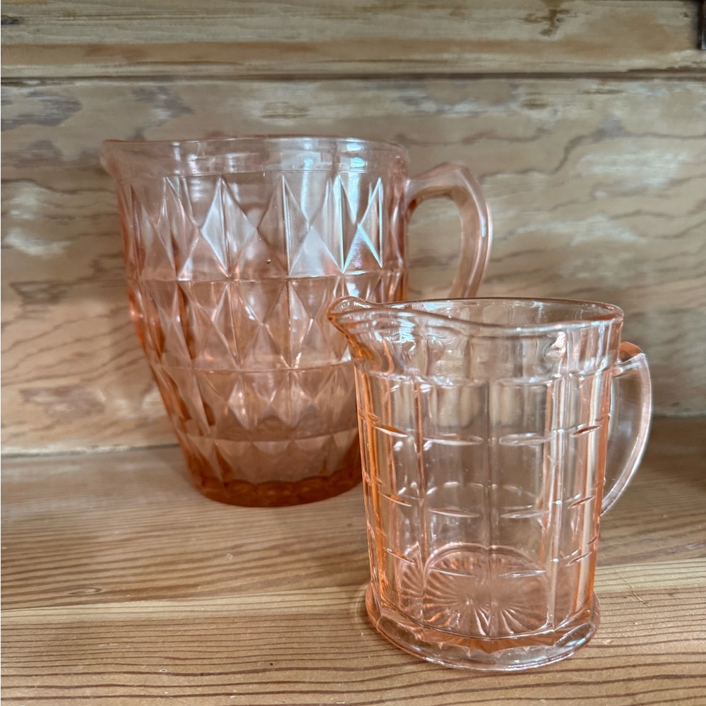 WINDSOE PINK Glass Pitcher & Creamer Set